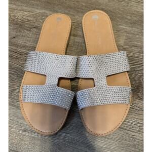 Big Buddha Sparkling Silver and Tan Sandals